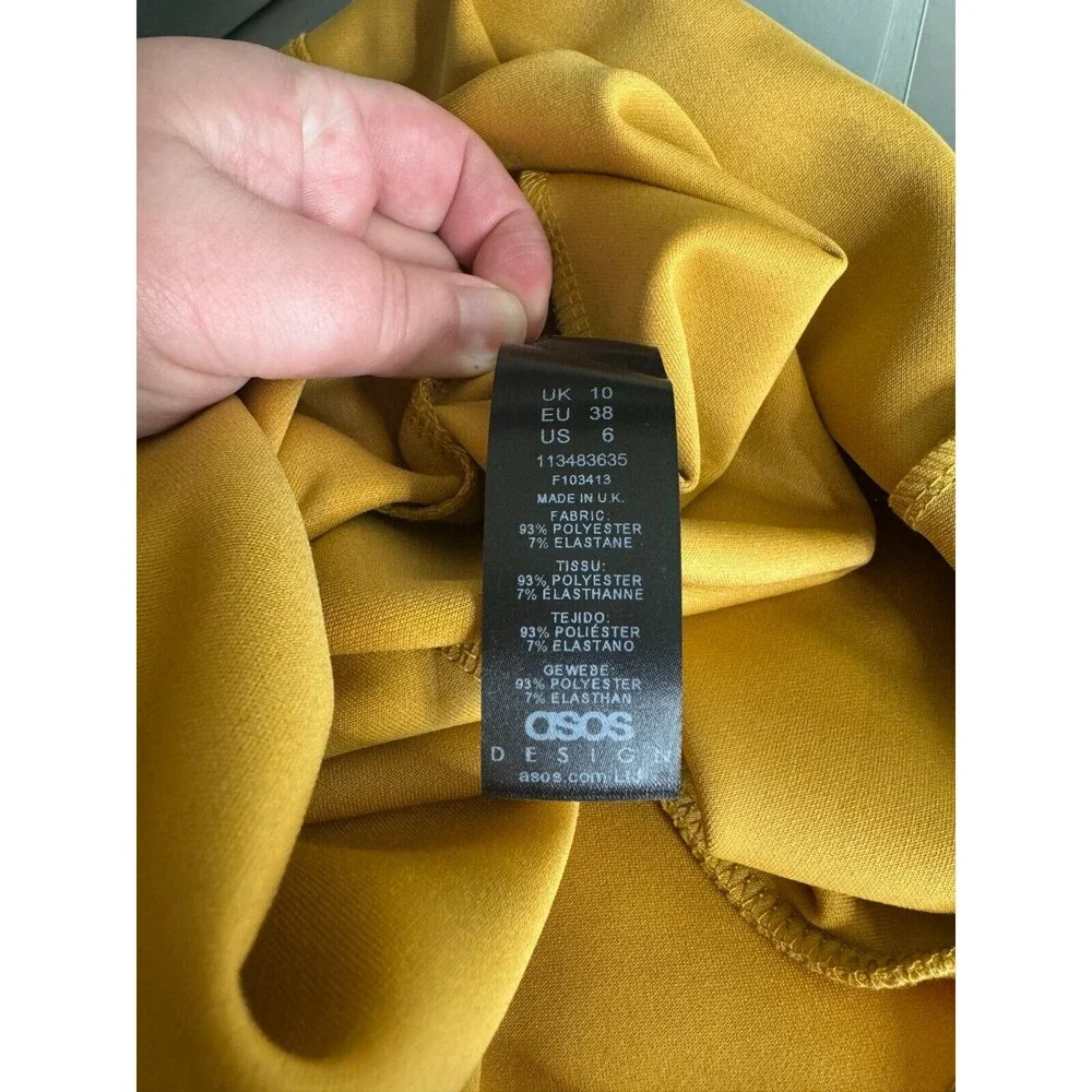 ASOS Design Bandeau Wrap Tuck Midi Slip Dress Sz 6 Tan Swearheart Neck Stretch